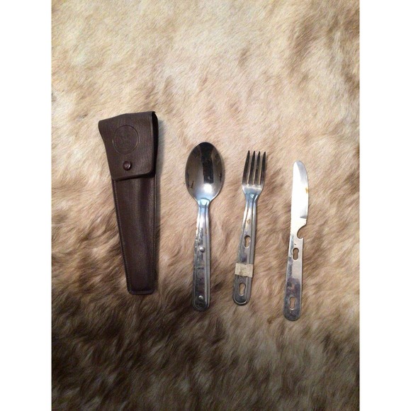 Vintage Boy Scouts of America Imperial 3 pc Silverware Utensil Set w/ Vinyl Case - Picture 6 of 9
